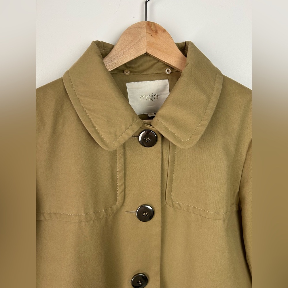 Maje Short Khaki Trench Jacket - Picture 2 of 8
